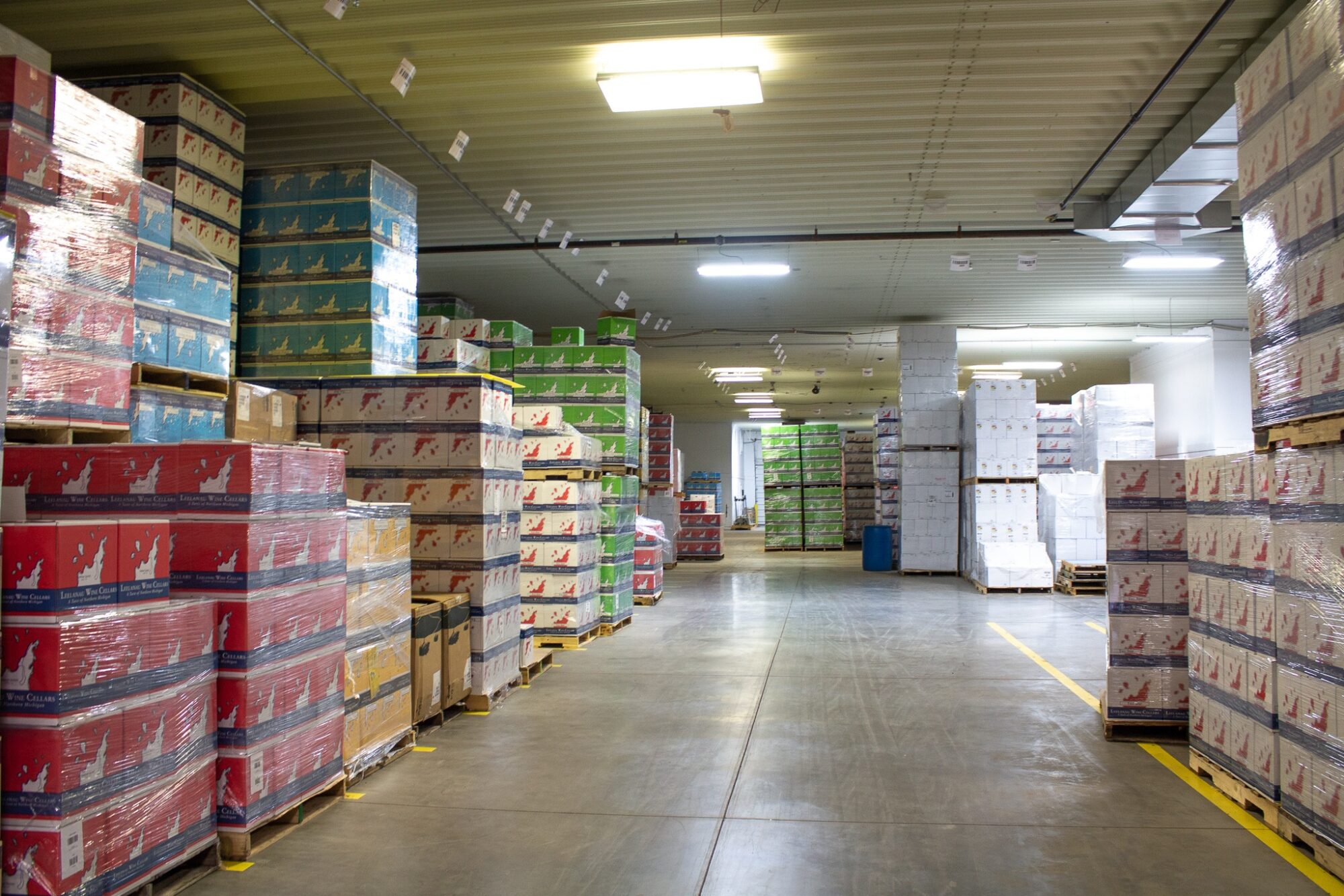 warehouse with bottles and product assembly