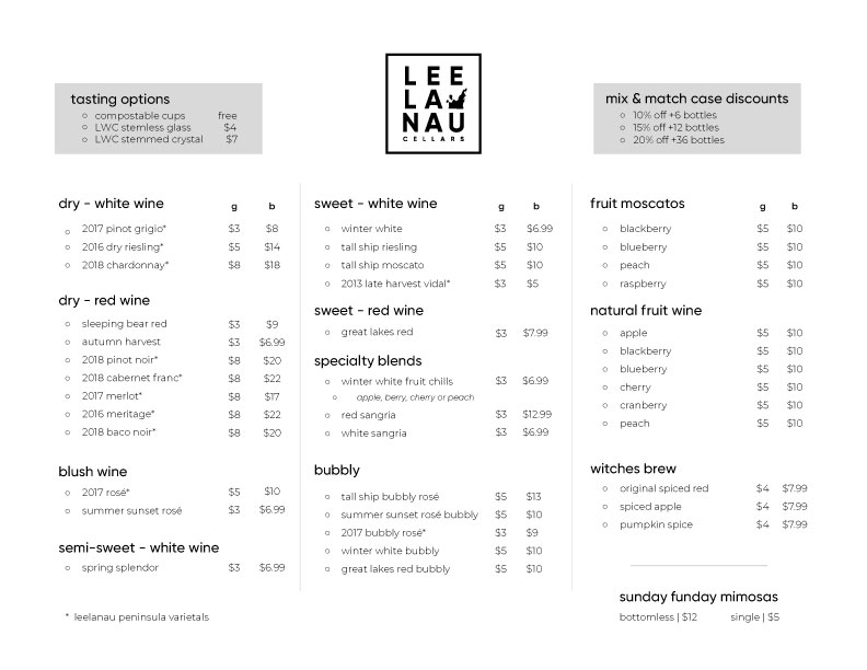 June 2021 Tasting Menu
