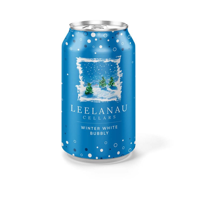 winter-white bubbly in a can front view