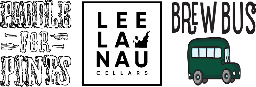 Paddle for pints, Leelanau Cellars and brew bus logo